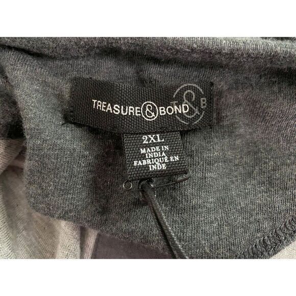 Treasure Bond Mens 2XL 3 Button Long Sleeve Henley Dark Charcoal Heather Tee NEW - Picture 4 of 5